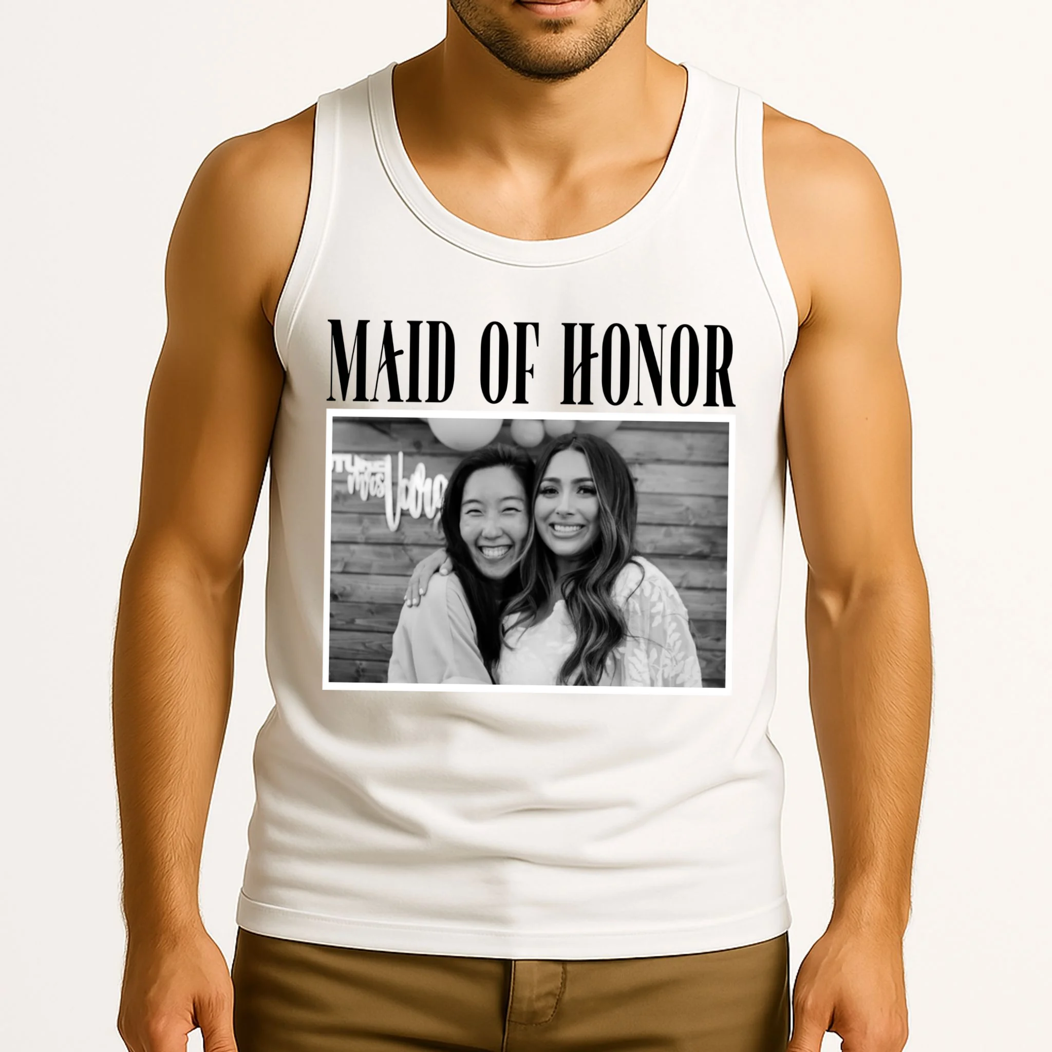 Personalized Maid Of Honor Bridesmaids Gifts Custom Text Men's Tank Top - Front 2