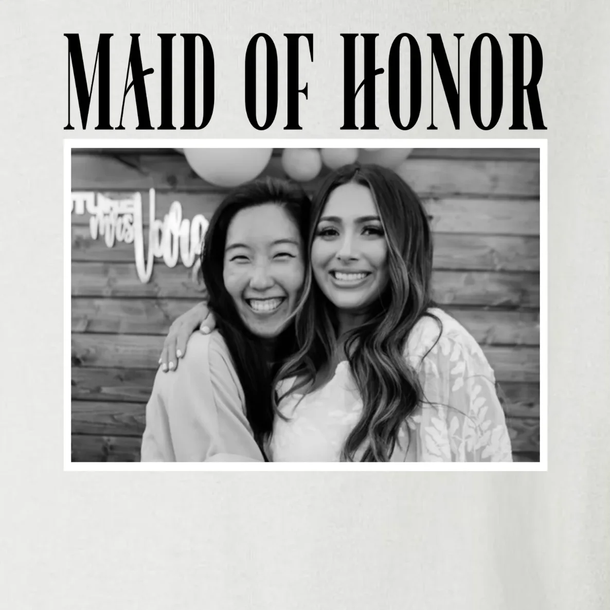 Personalized Maid Of Honor Bridesmaids Gifts Custom Text Toddler Long Sleeve Shirt - Front - Close-up