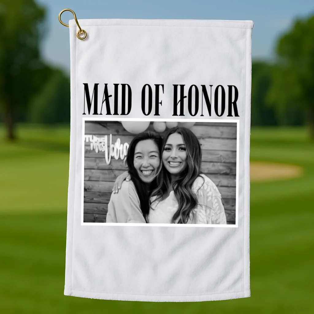 Personalized Maid Of Honor Bridesmaids Gifts Custom Text Golf Towel - Front 1