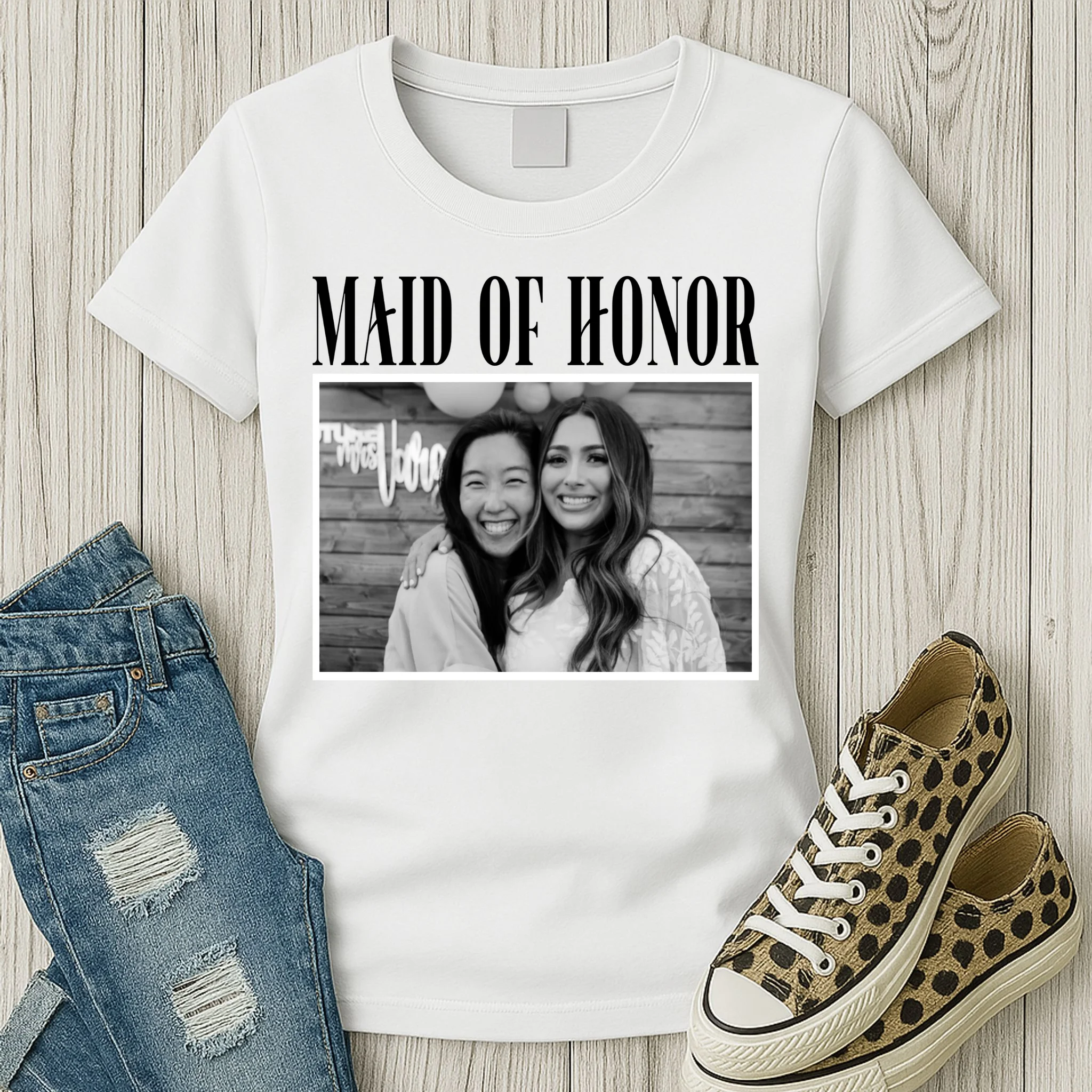 Personalized Maid Of Honor Bridesmaids Gifts Custom Text Women's T-Shirt - Front 2