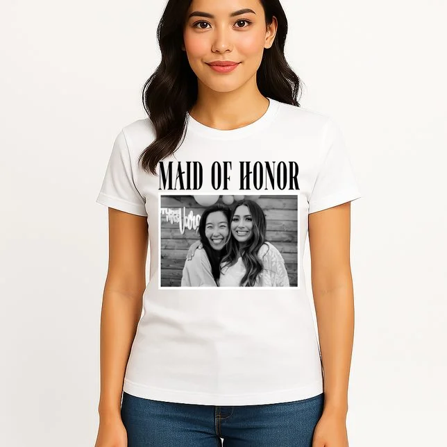 Personalized Maid Of Honor Bridesmaids Gifts Custom Text Women's T-Shirt - Front 3