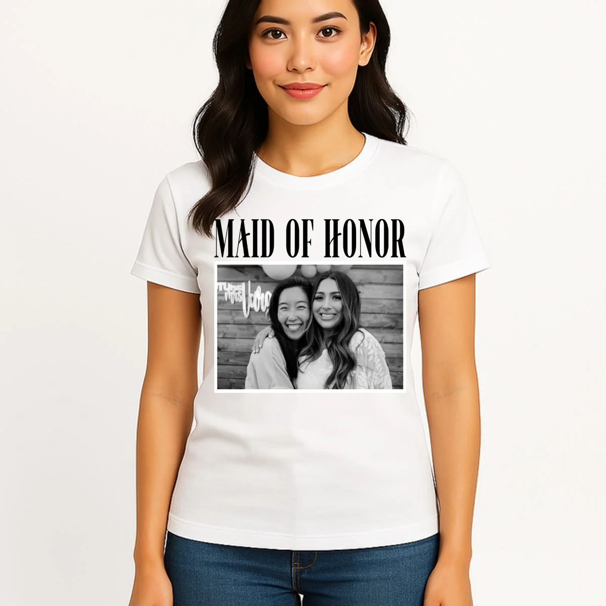 Personalized Maid Of Honor Bridesmaids Gifts Custom Text Women's T-Shirt - Front 3
