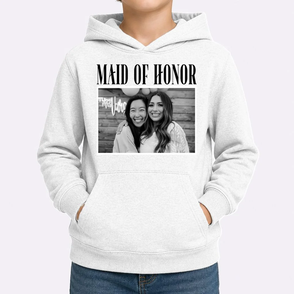 Personalized Maid Of Honor Bridesmaids Gifts Custom Text Kids Hoodie - Front 1