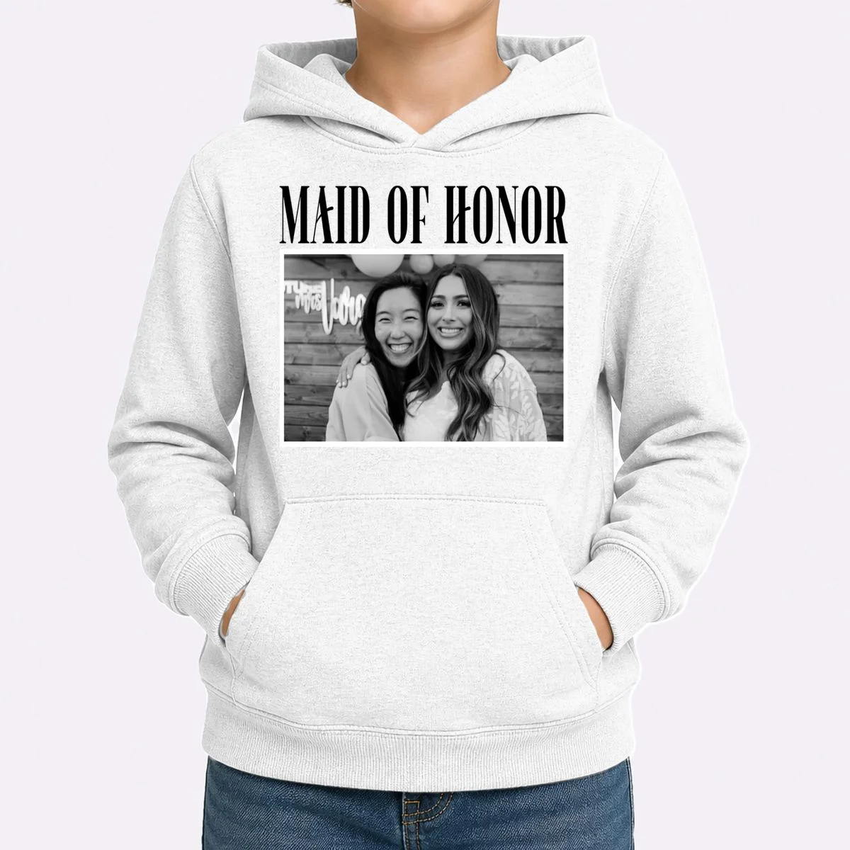 Personalized Maid Of Honor Bridesmaids Gifts Custom Text Kids Hoodie - Front 1