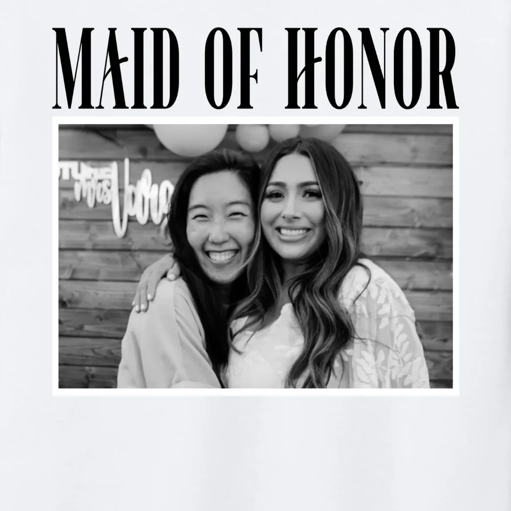 Personalized Maid Of Honor Bridesmaids Gifts Custom Text Kids Long Sleeve Pajamas - Front - Close-up