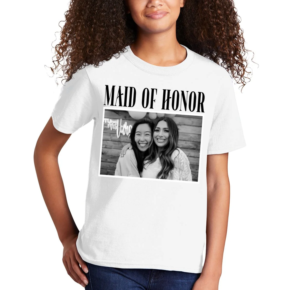 Personalized Maid Of Honor Bridesmaids Gifts Custom Text Kids T-Shirt - Front 1