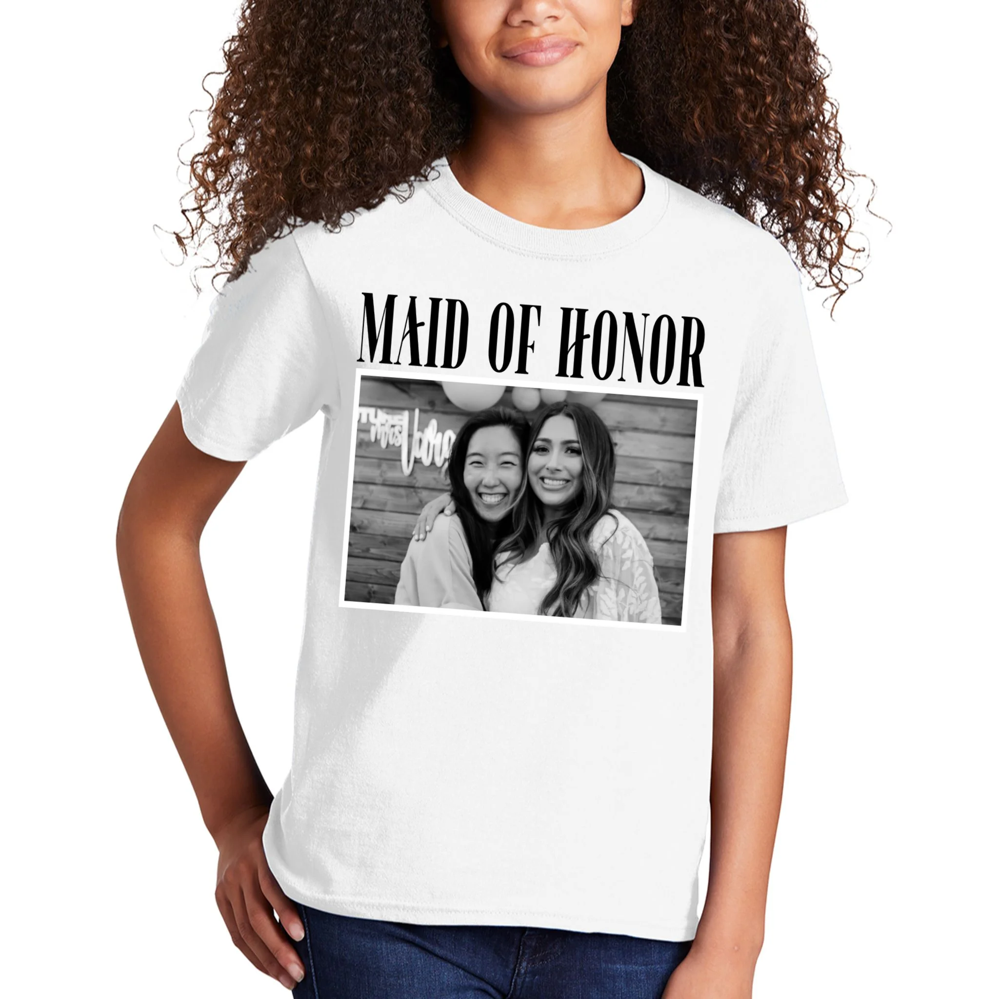 Personalized Maid Of Honor Bridesmaids Gifts Custom Text Kids T-Shirt - Front 1