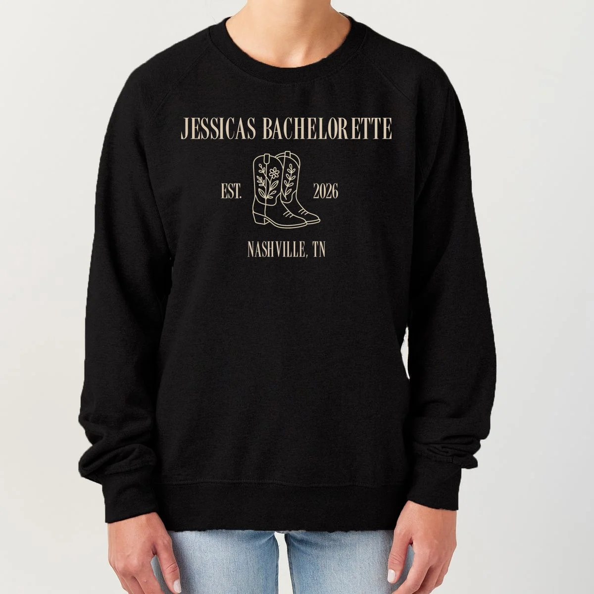 Personalized Name Bachelorette Trip Cowgirl Women's Sweatshirt - Front