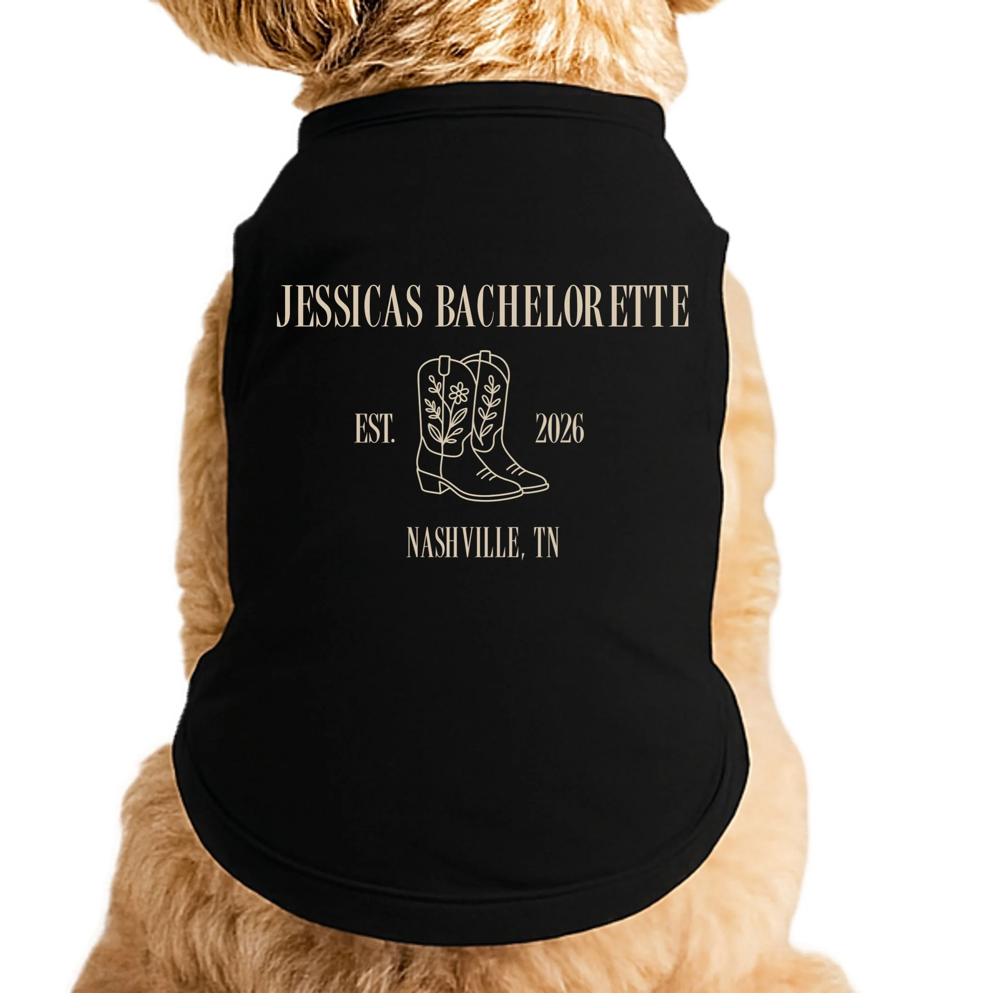 Personalized Name Bachelorette Trip Cowgirl Doggie Tank - Front