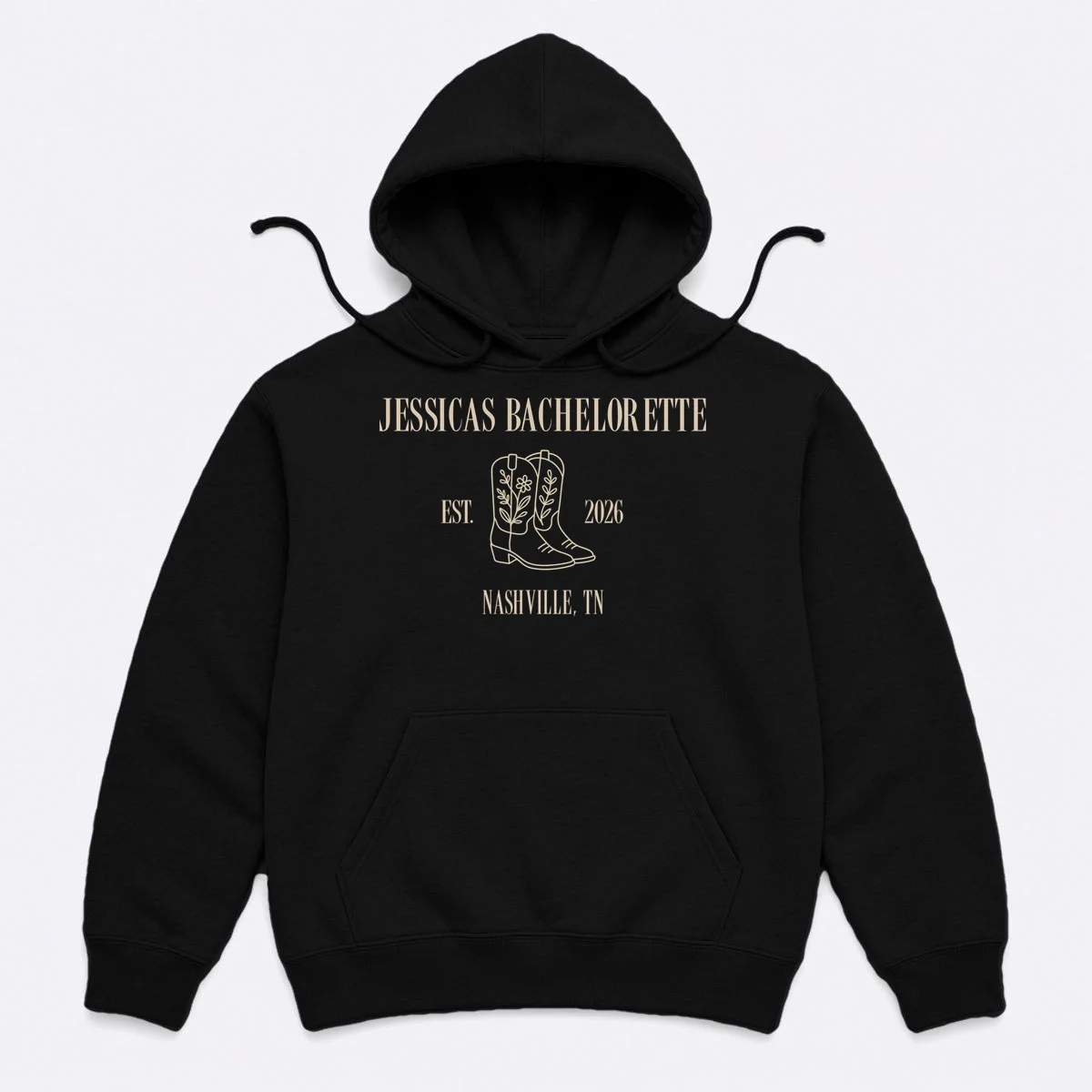 Personalized Name Bachelorette Trip Cowgirl Men's Hoodie - Front