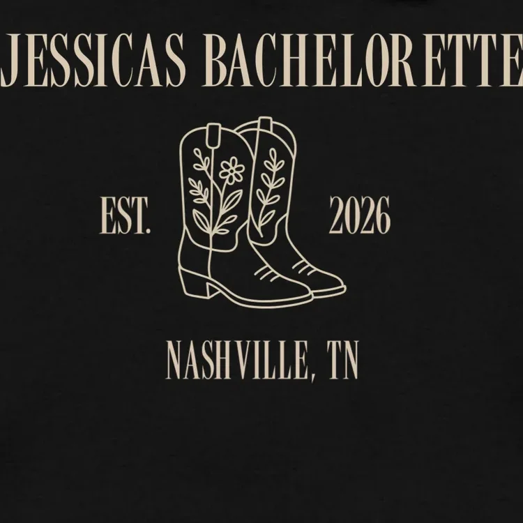 Personalized Name Bachelorette Trip Cowgirl Men's Hoodie - Front - Close-up
