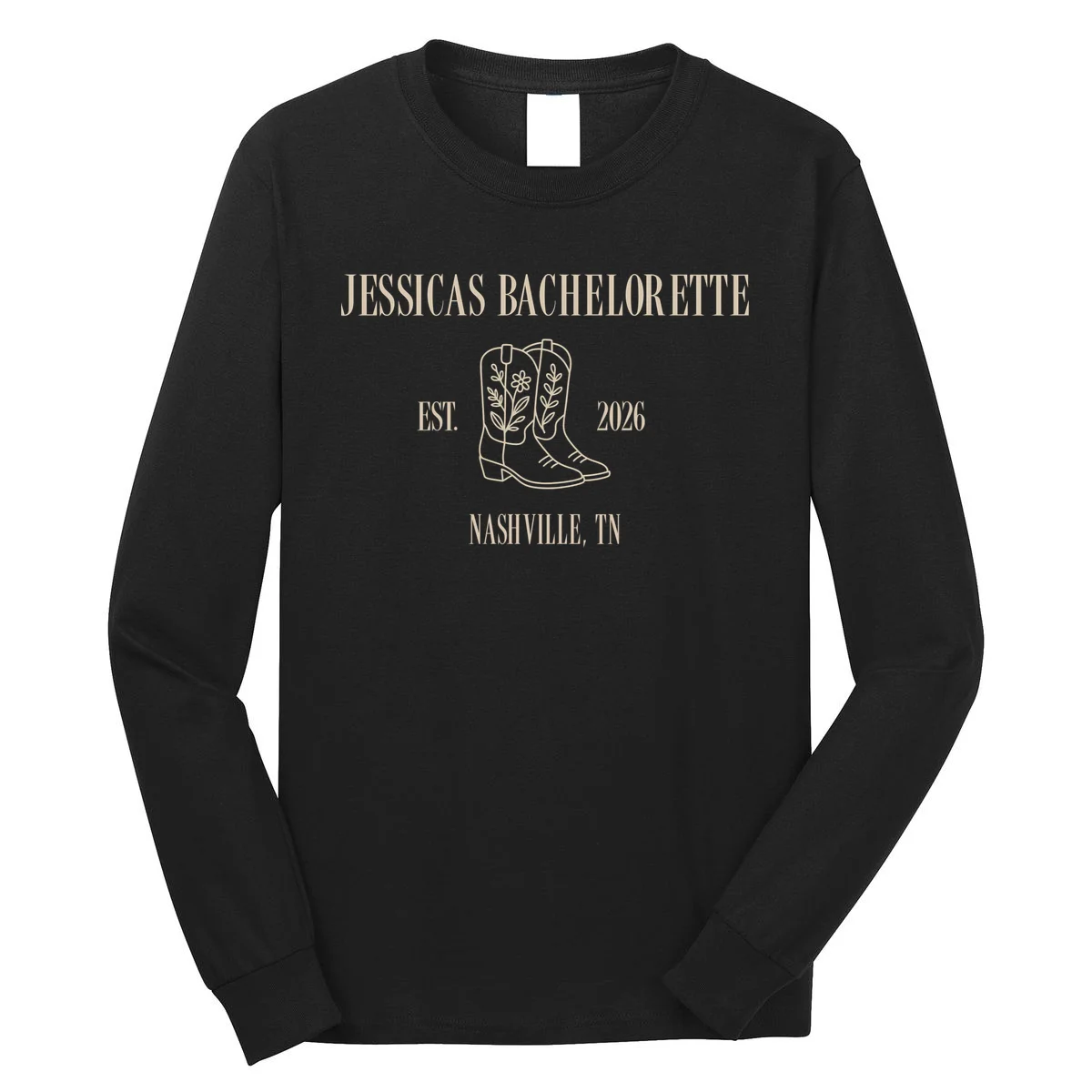 Personalized Name Bachelorette Trip Cowgirl Long Sleeve Shirt - Front