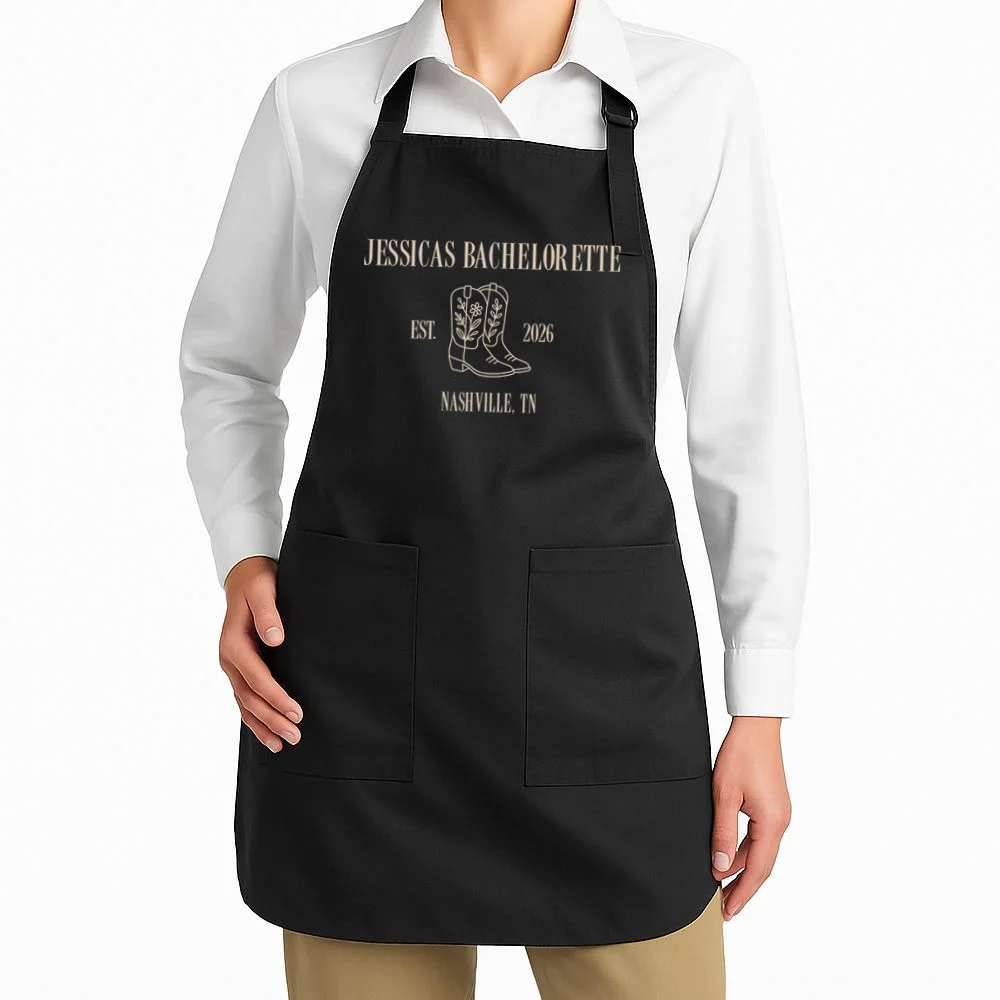 Personalized Name Bachelorette Trip Cowgirl Apron - Front 1