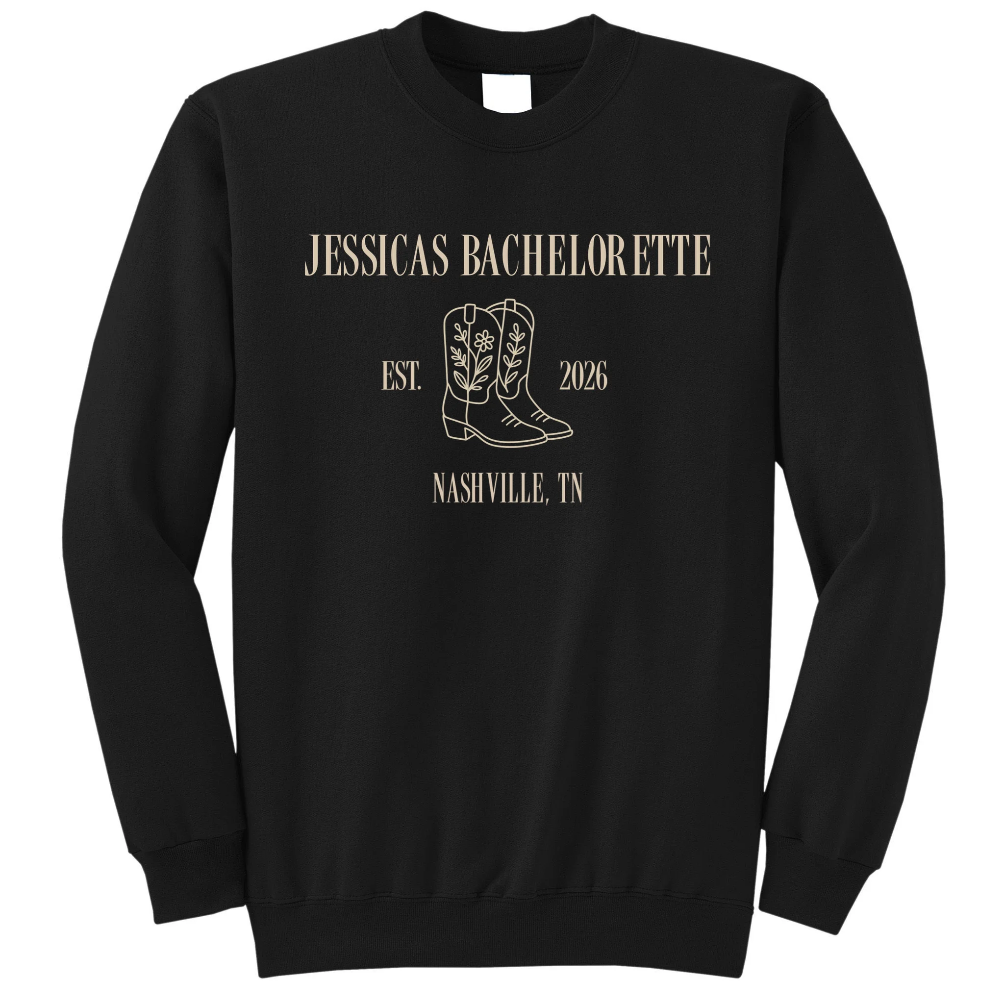 Personalized Name Bachelorette Trip Cowgirl Men's Sweatshirt - Front