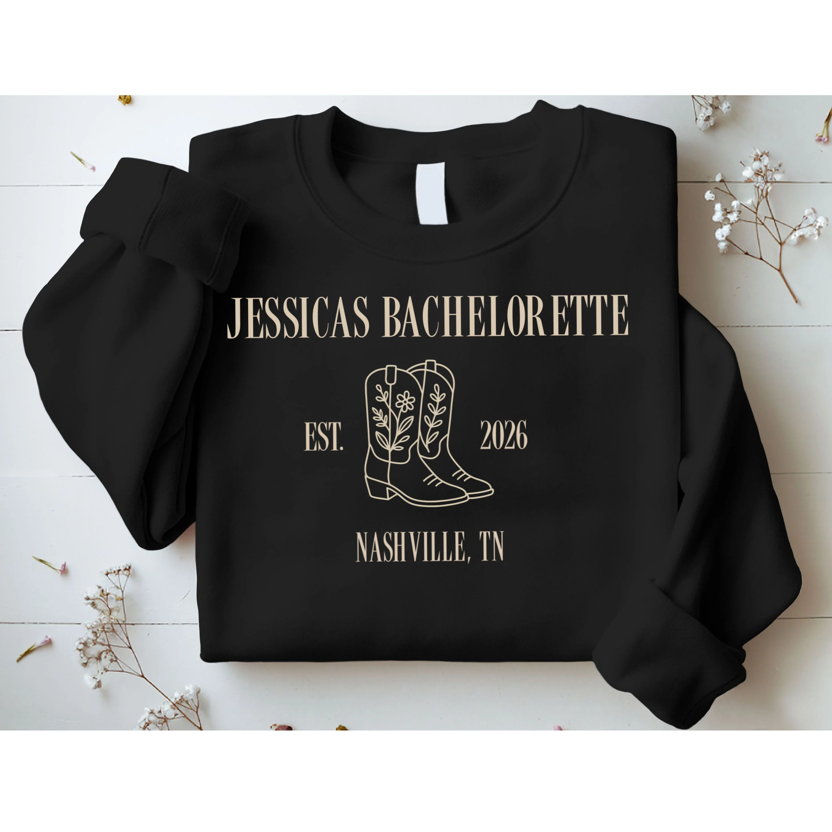 Personalized Name Bachelorette Trip Cowgirl Sweatshirt - Front 1
