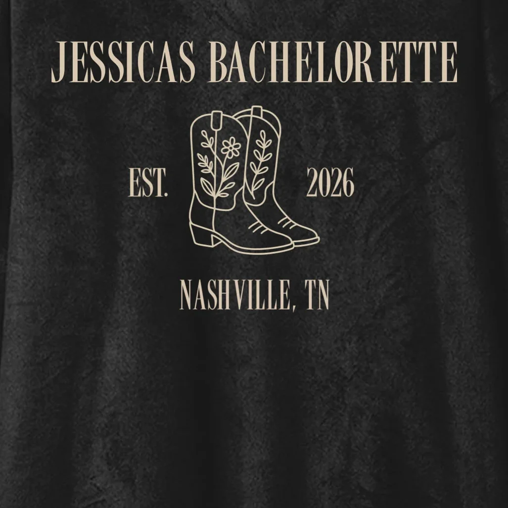 Personalized Name Bachelorette Trip Cowgirl Hooded Blanket - Front - Close-up
