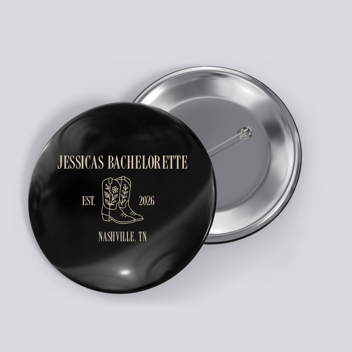 Personalized Name Bachelorette Trip Cowgirl Button - Front