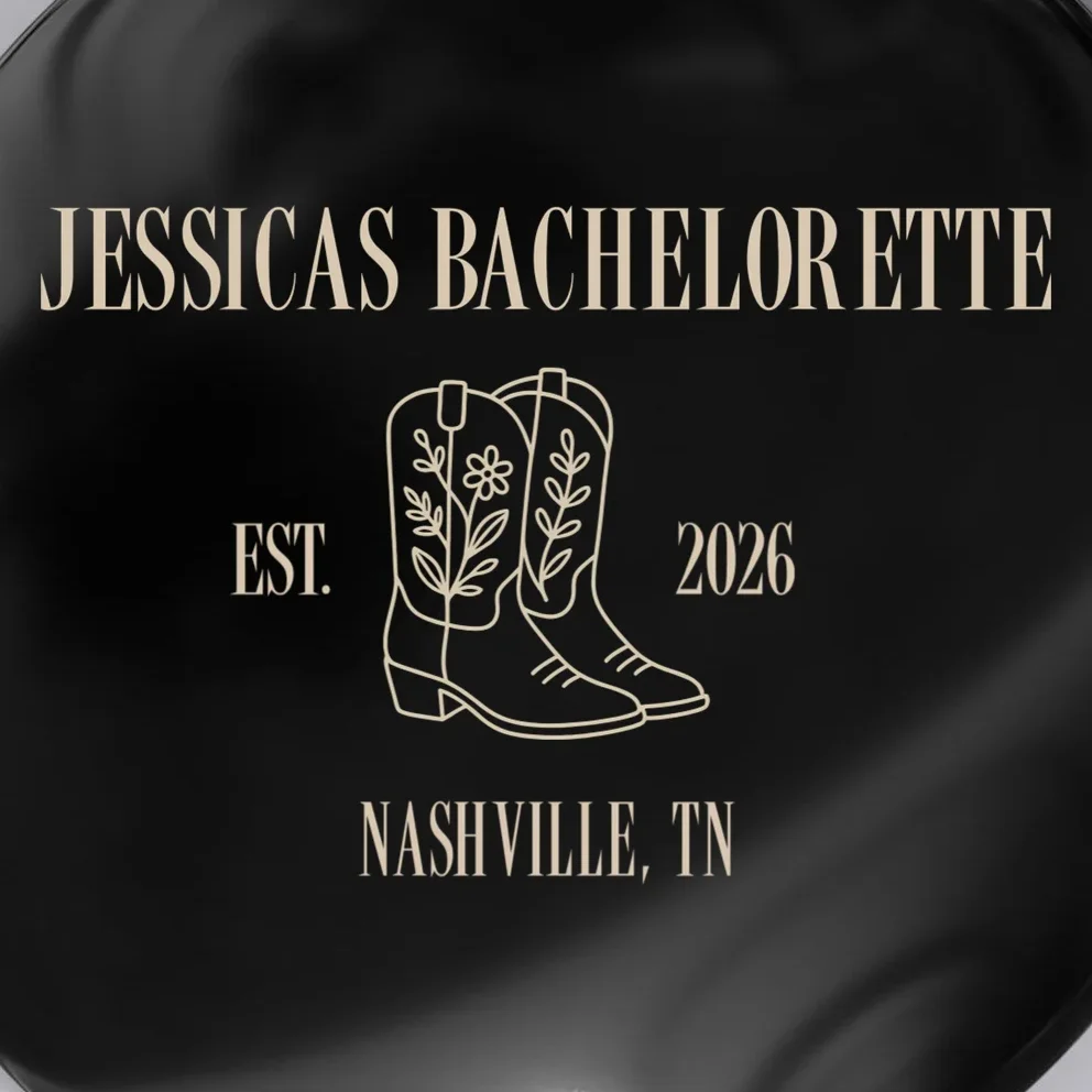 Personalized Name Bachelorette Trip Cowgirl Button - Front - Close-up
