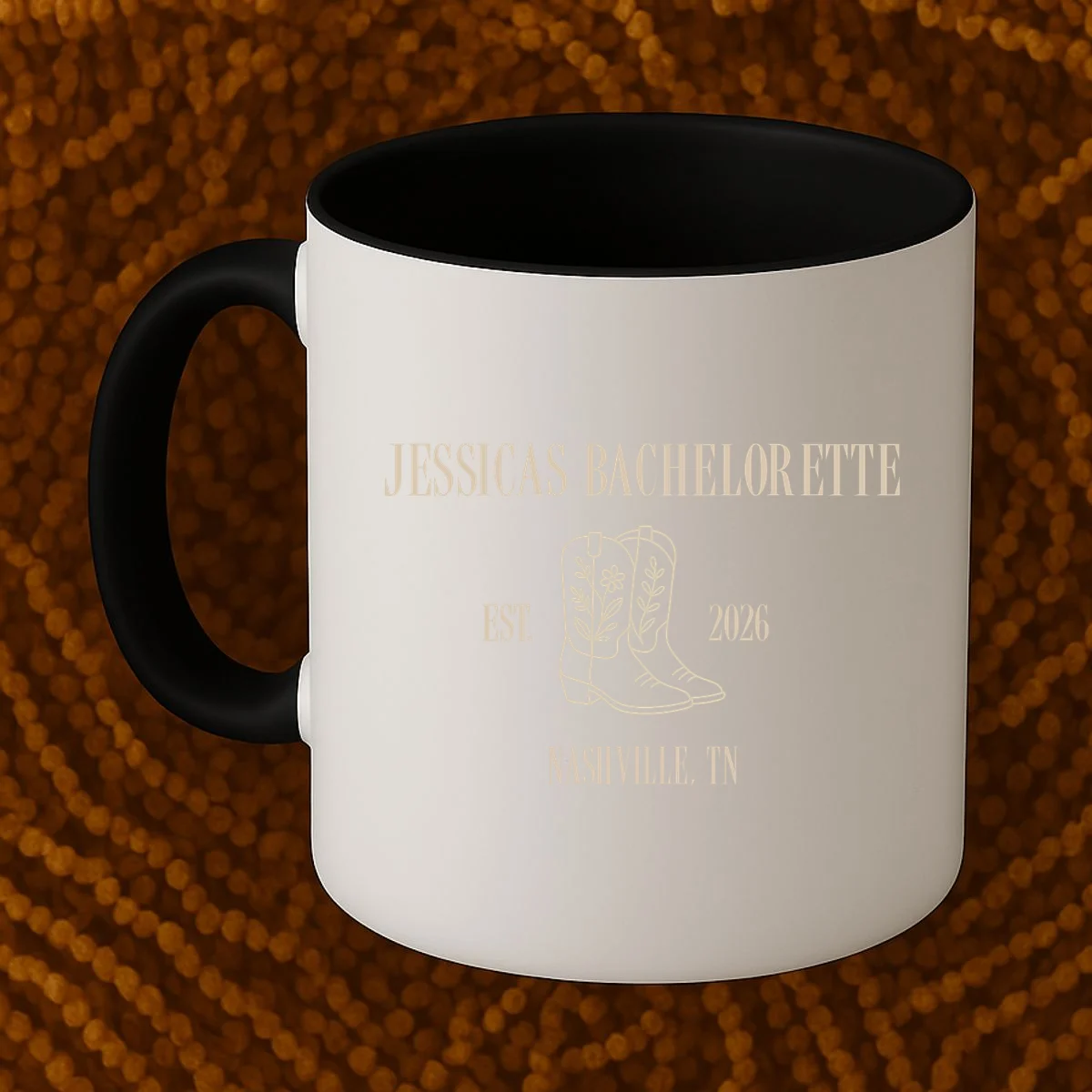Personalized Name Bachelorette Trip Cowgirl Coffee Mug - Front 1
