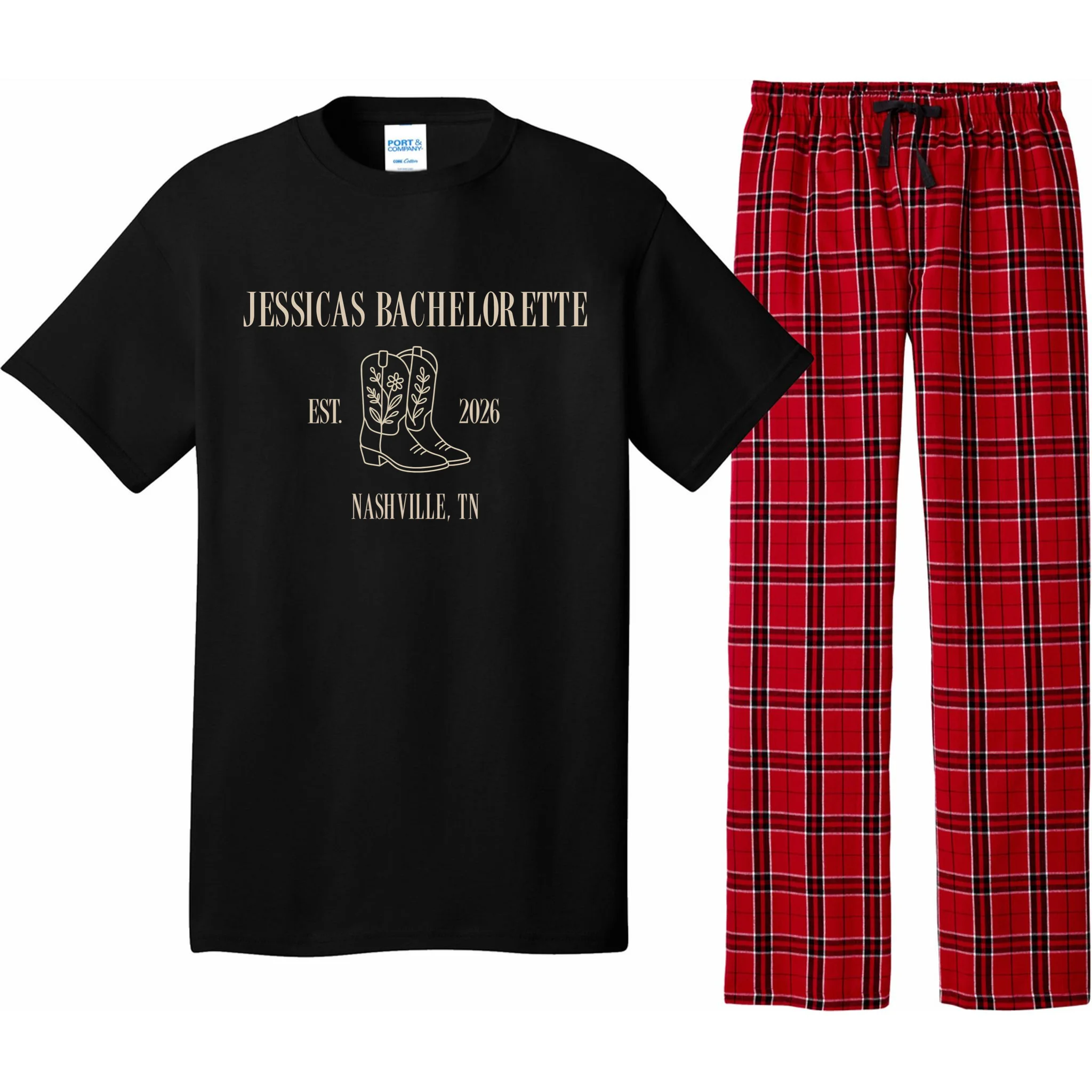 Personalized Name Bachelorette Trip Cowgirl Men's Pajamas - Front