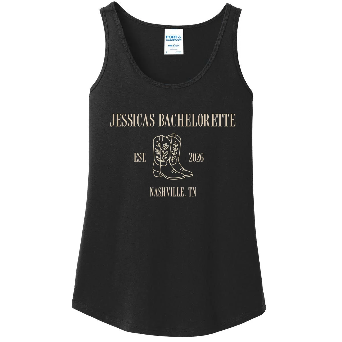 Personalized Name Bachelorette Trip Cowgirl Women's Tank Top - Front