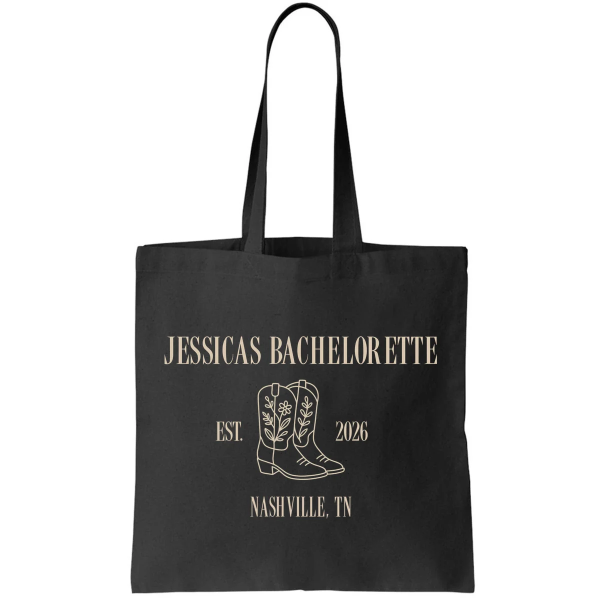 Personalized Name Bachelorette Trip Cowgirl Tote Bag - Front