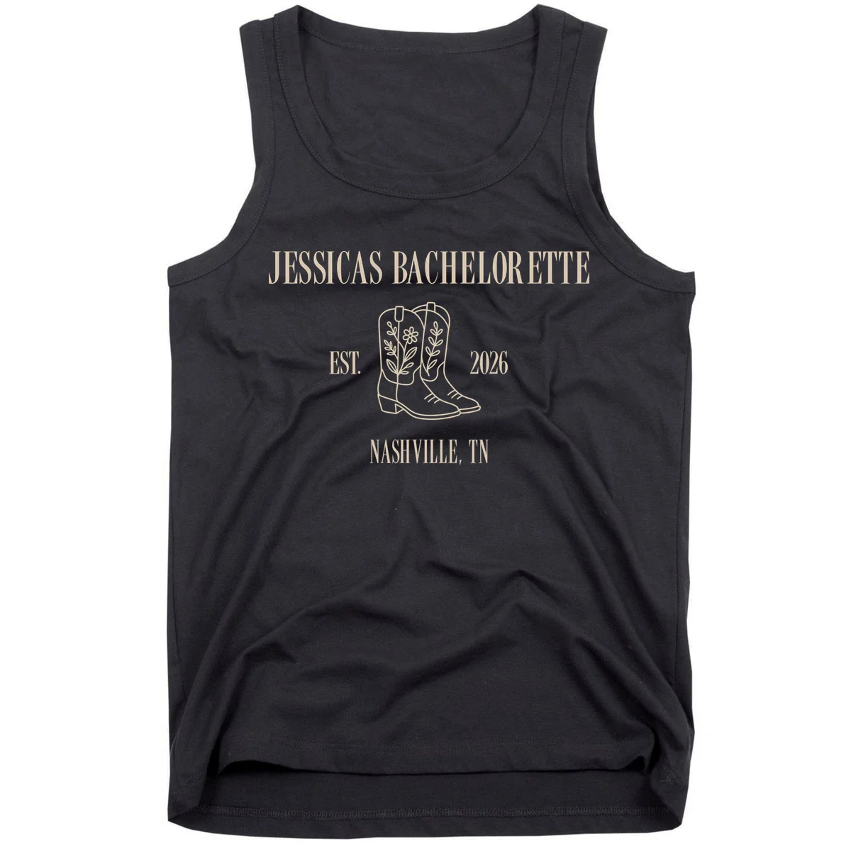 Personalized Name Bachelorette Trip Cowgirl Tank Top - Front