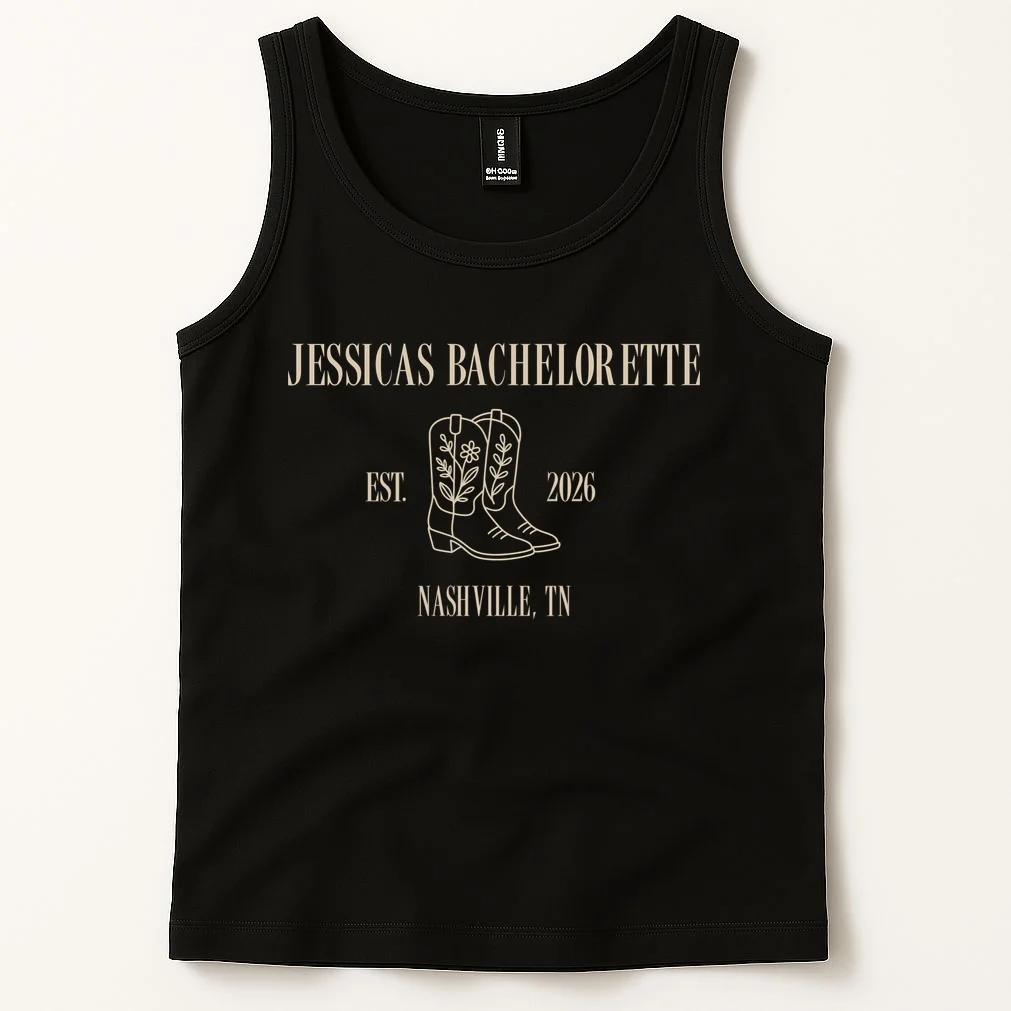 Personalized Name Bachelorette Trip Cowgirl Tank Top - Front 1