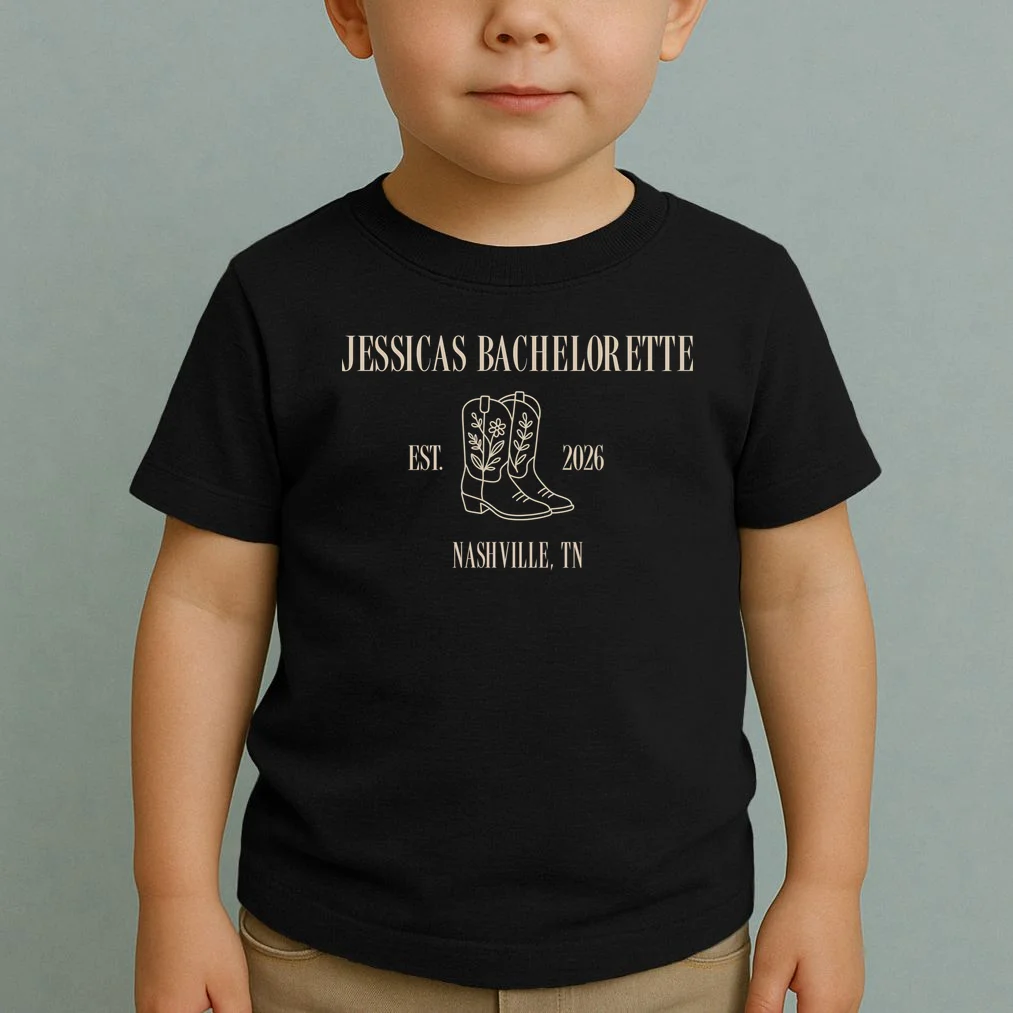 Personalized Name Bachelorette Trip Cowgirl Toddler T-Shirt - Front 1