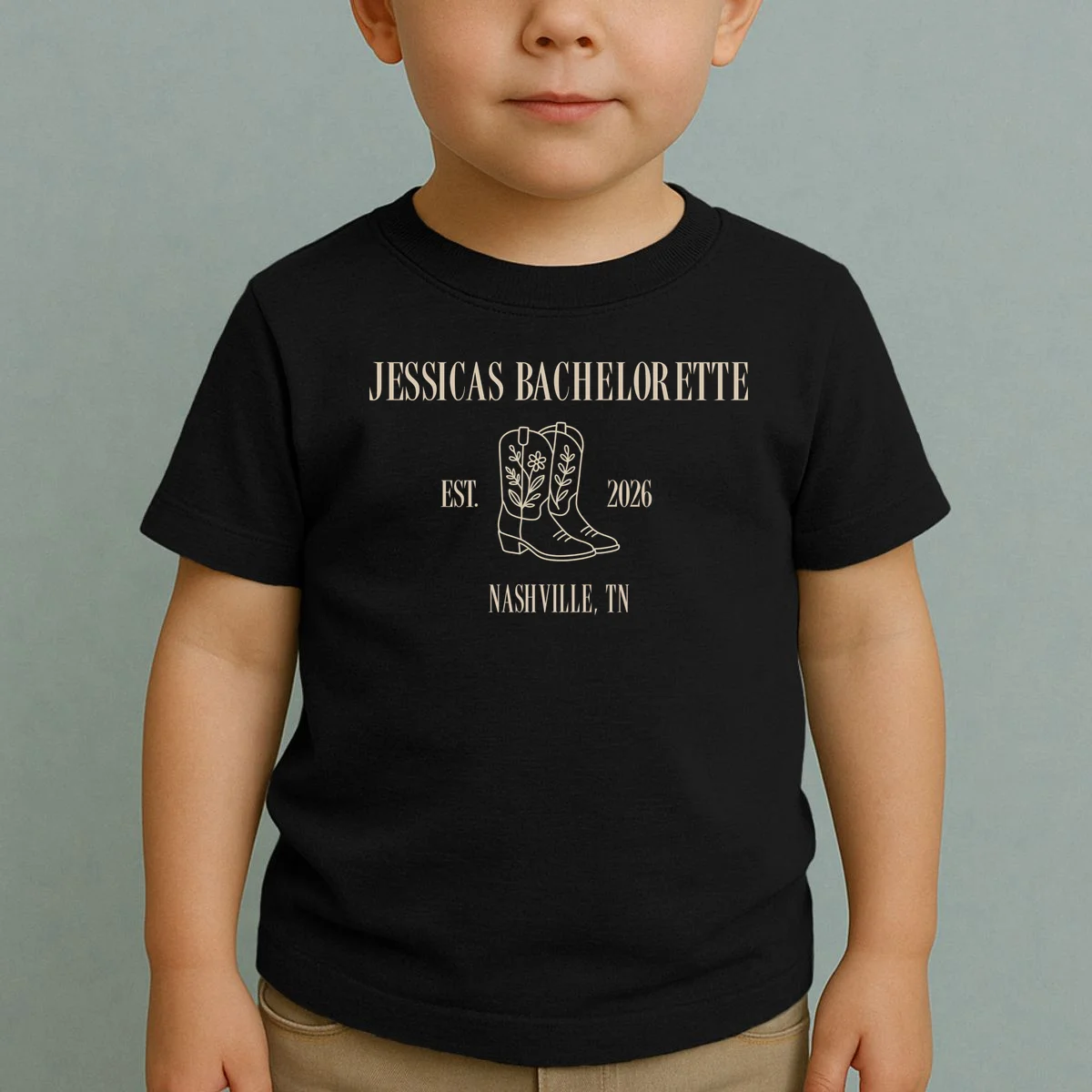 Personalized Name Bachelorette Trip Cowgirl Toddler T-Shirt - Front 1