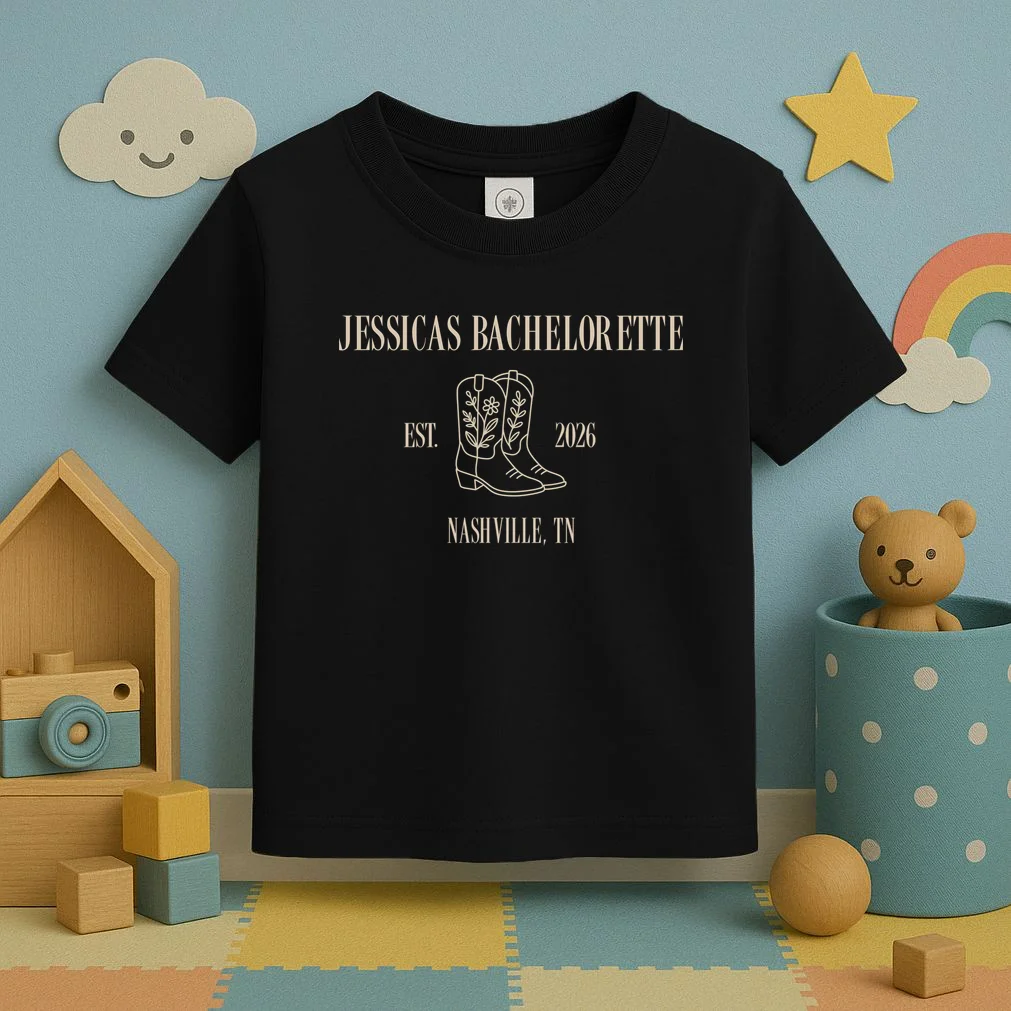 Personalized Name Bachelorette Trip Cowgirl Toddler T-Shirt - Front 2