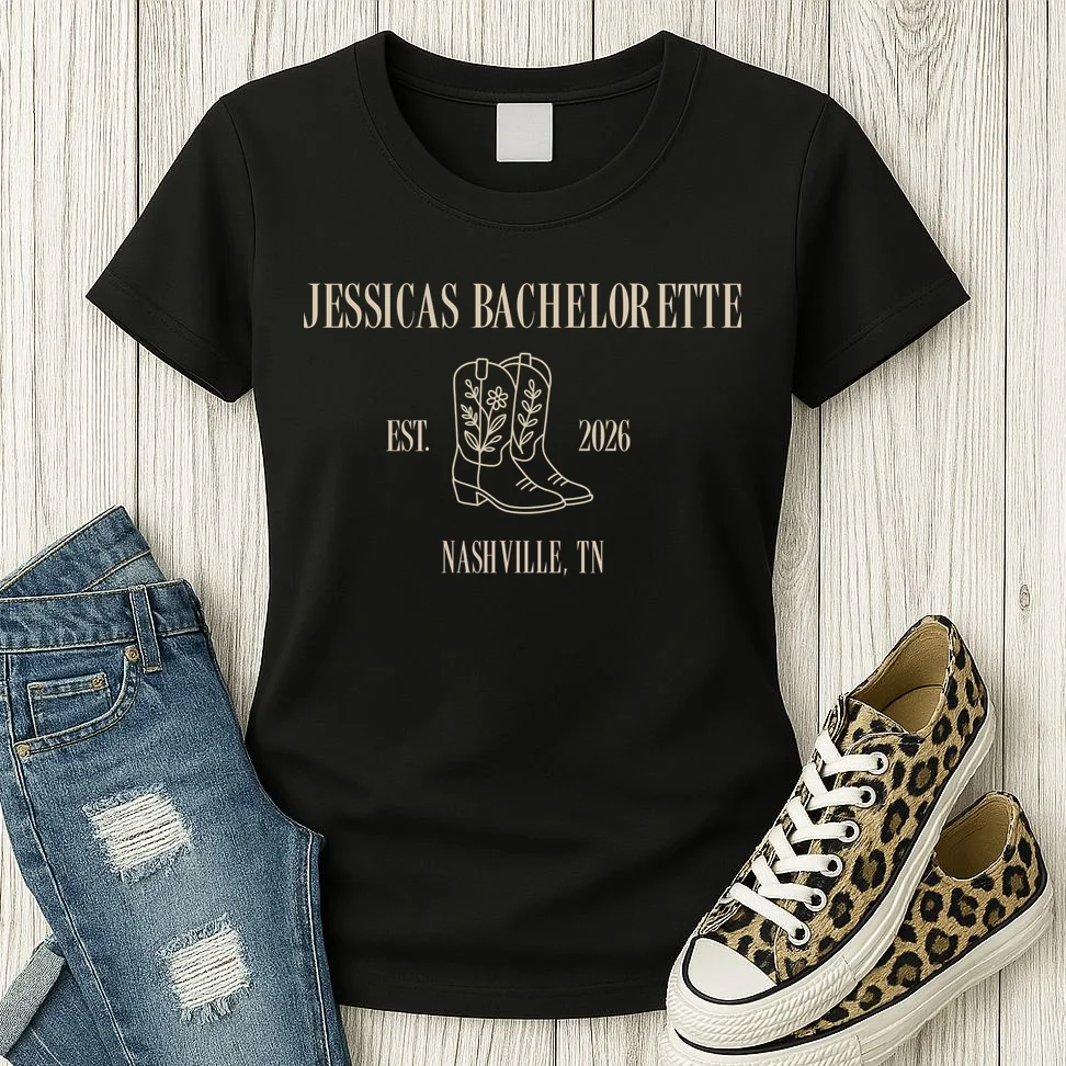 Personalized Name Bachelorette Trip Cowgirl Women's T-Shirt - Front 2