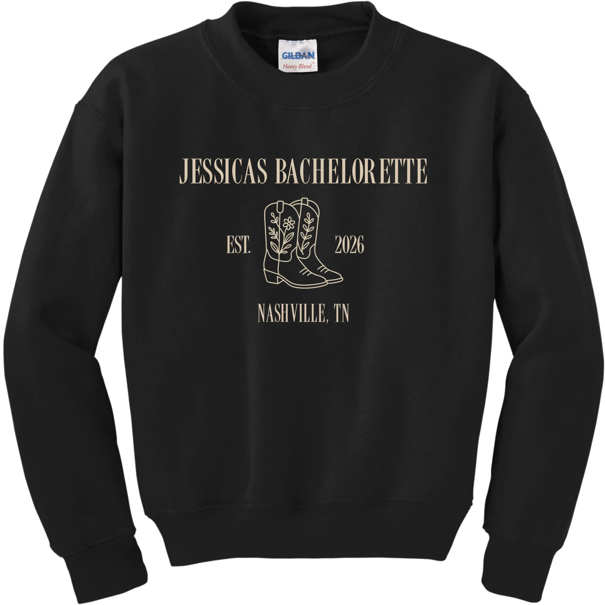 Personalized Name Bachelorette Trip Cowgirl Kids Sweatshirt - Front
