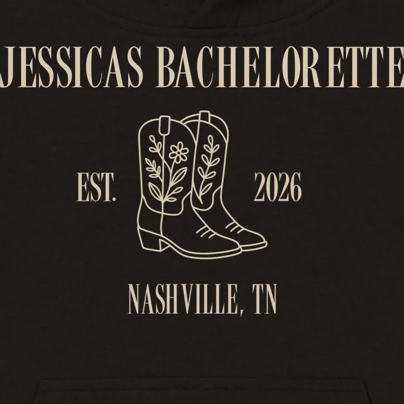 Personalized Name Bachelorette Trip Cowgirl Kids Hoodie - Front - Close-up