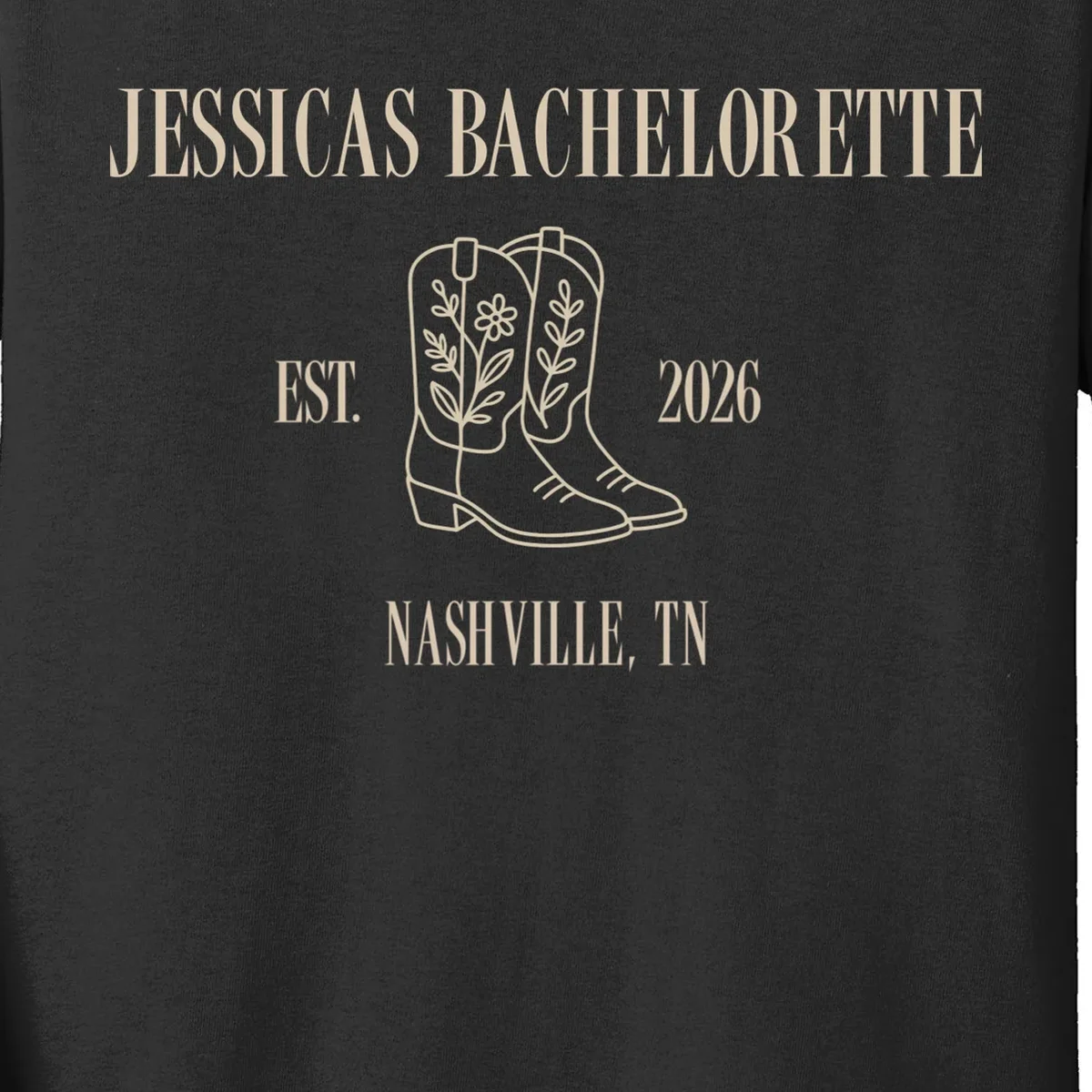 Personalized Name Bachelorette Trip Cowgirl Kids Long Sleeve Shirt - Front - Close-up
