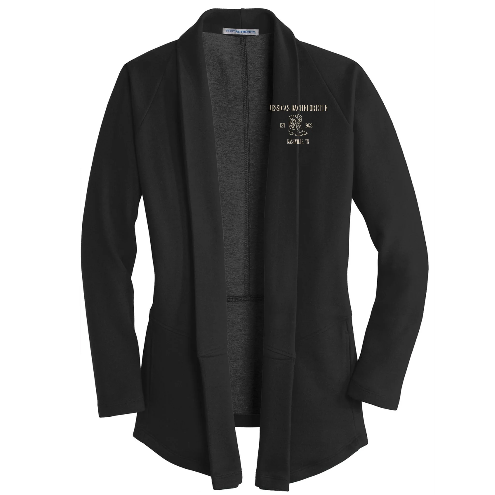 Personalized Name Bachelorette Trip Cowgirl Women's Cardigan - Front