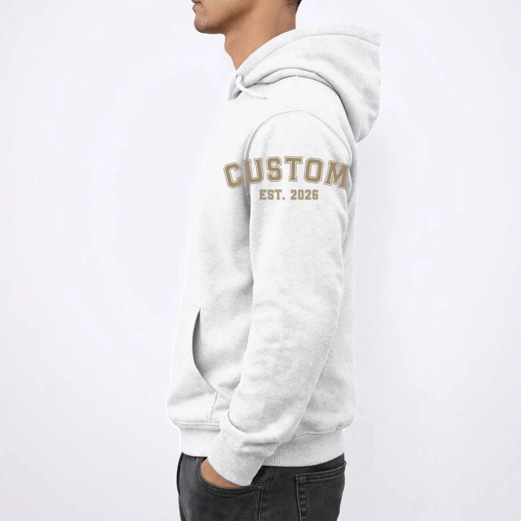 Personalized Name & Est. Year - Custom Text Gift Men's Hoodie - Left Sleeve