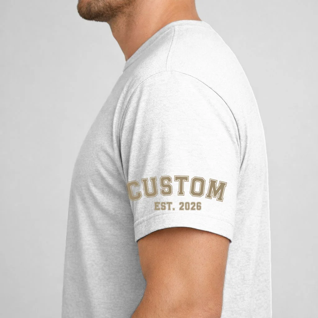 Personalized Name & Est. Year - Custom Text Gift Men's T-Shirt - Left Sleeve