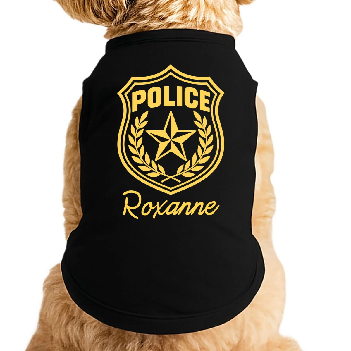 Custom Name Police Halloween Costume Doggie Tank - Front