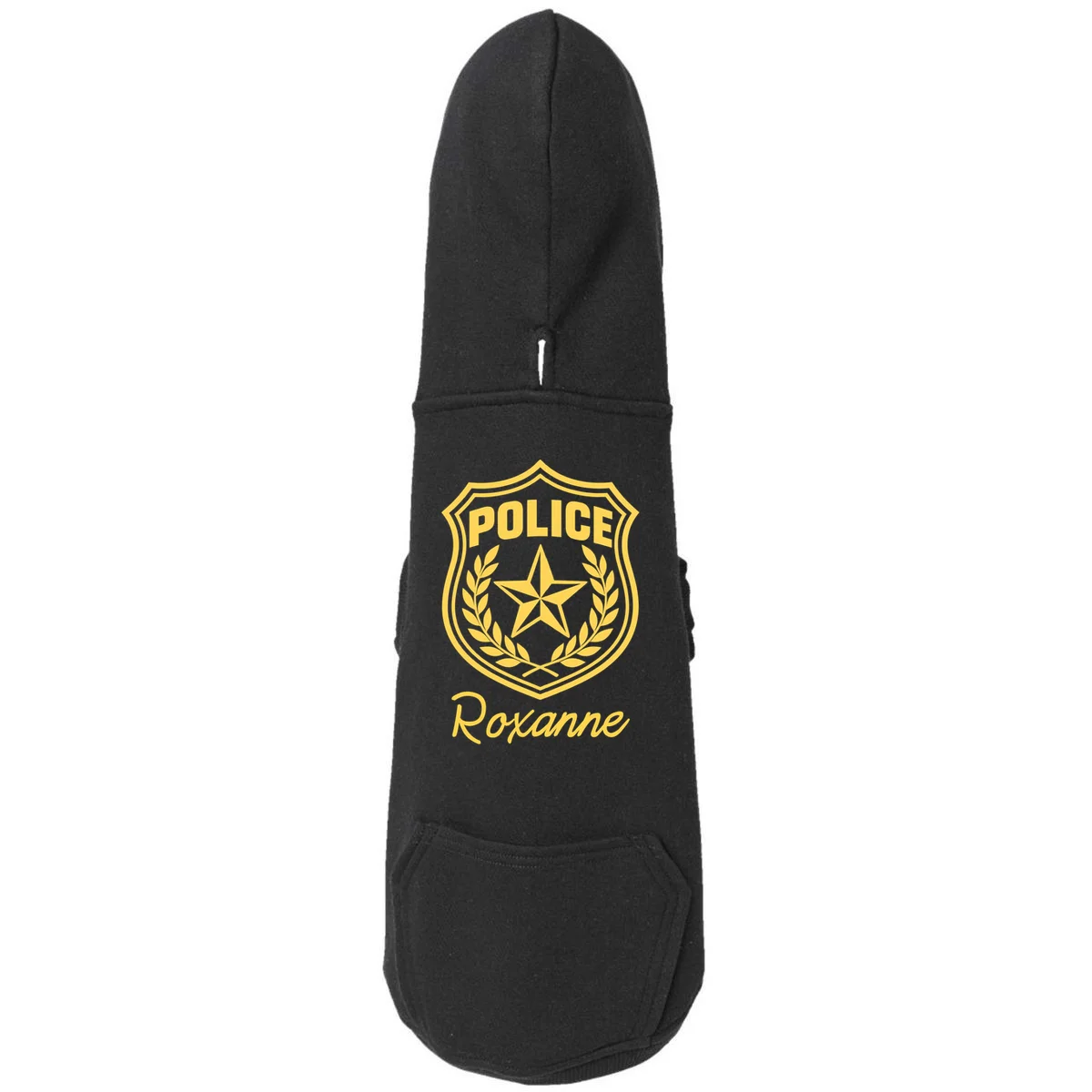 Custom Name Police Halloween Costume Doggie Fleece Hoodie - Front