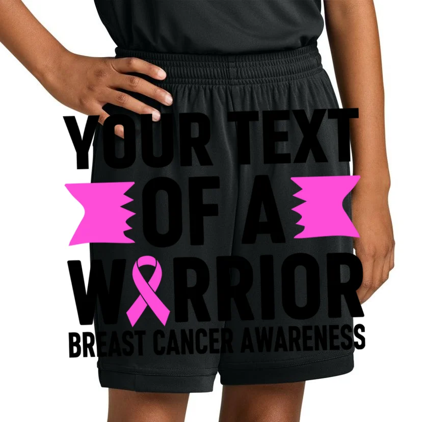 Personalized OF A WARRIOR Breast Cancer Awareness Custom Kids Shorts - Front 1