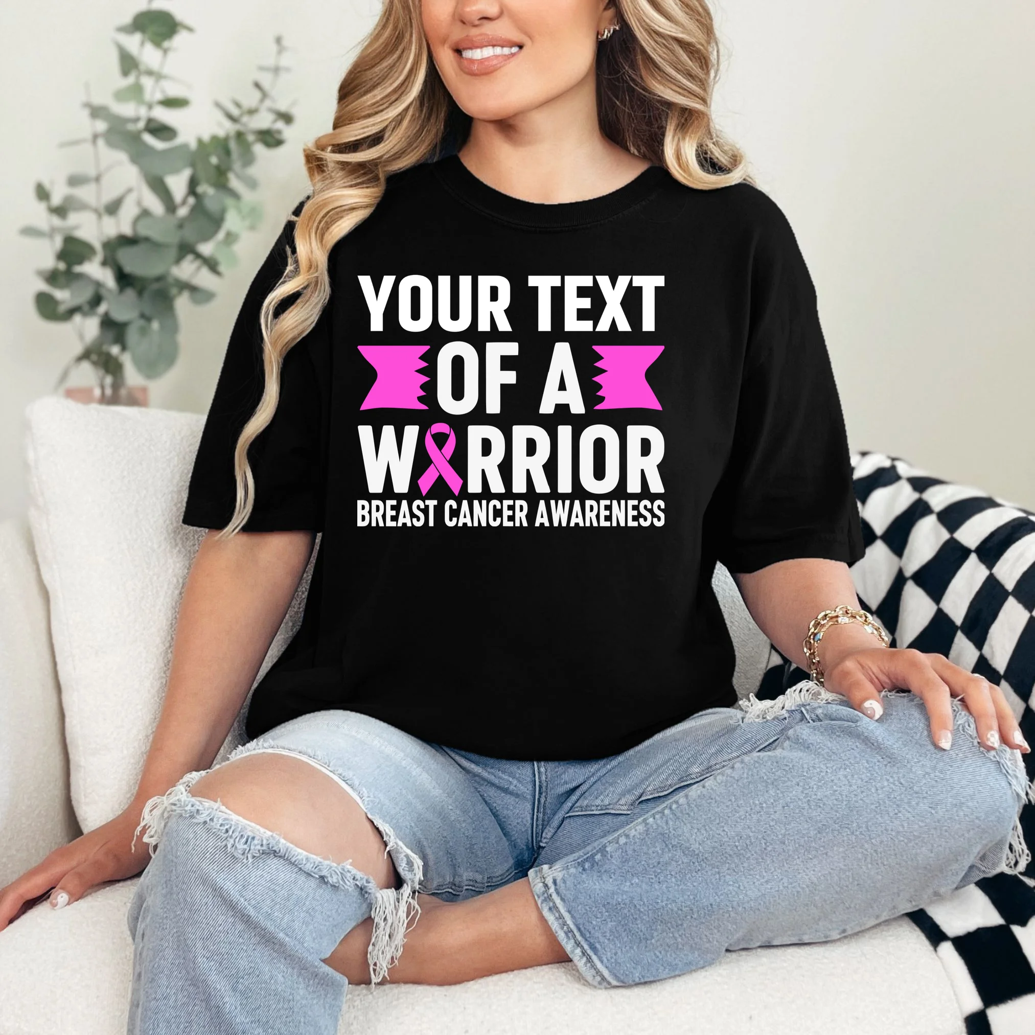 Personalized OF A WARRIOR Breast Cancer Awareness Custom T-Shirt - Front 1
