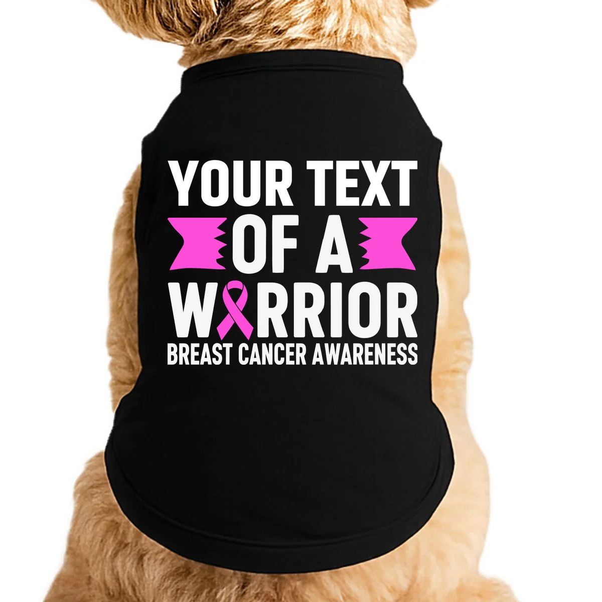 Personalized OF A WARRIOR Breast Cancer Awareness Custom Doggie Tank - Front