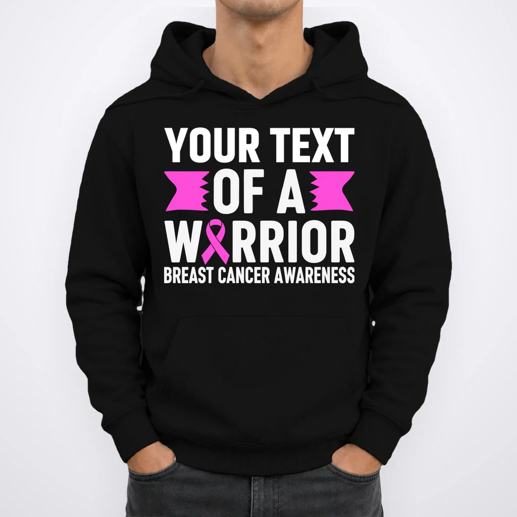 Personalized OF A WARRIOR Breast Cancer Awareness Custom Hoodie - Front 1