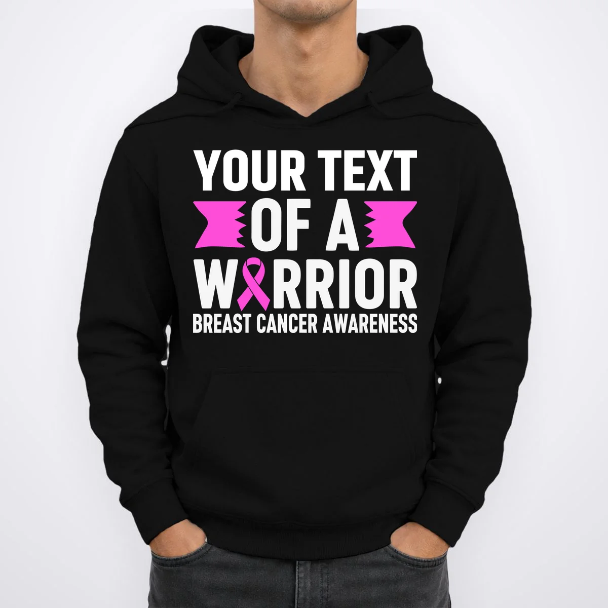 Personalized OF A WARRIOR Breast Cancer Awareness Custom Hoodie - Front 1