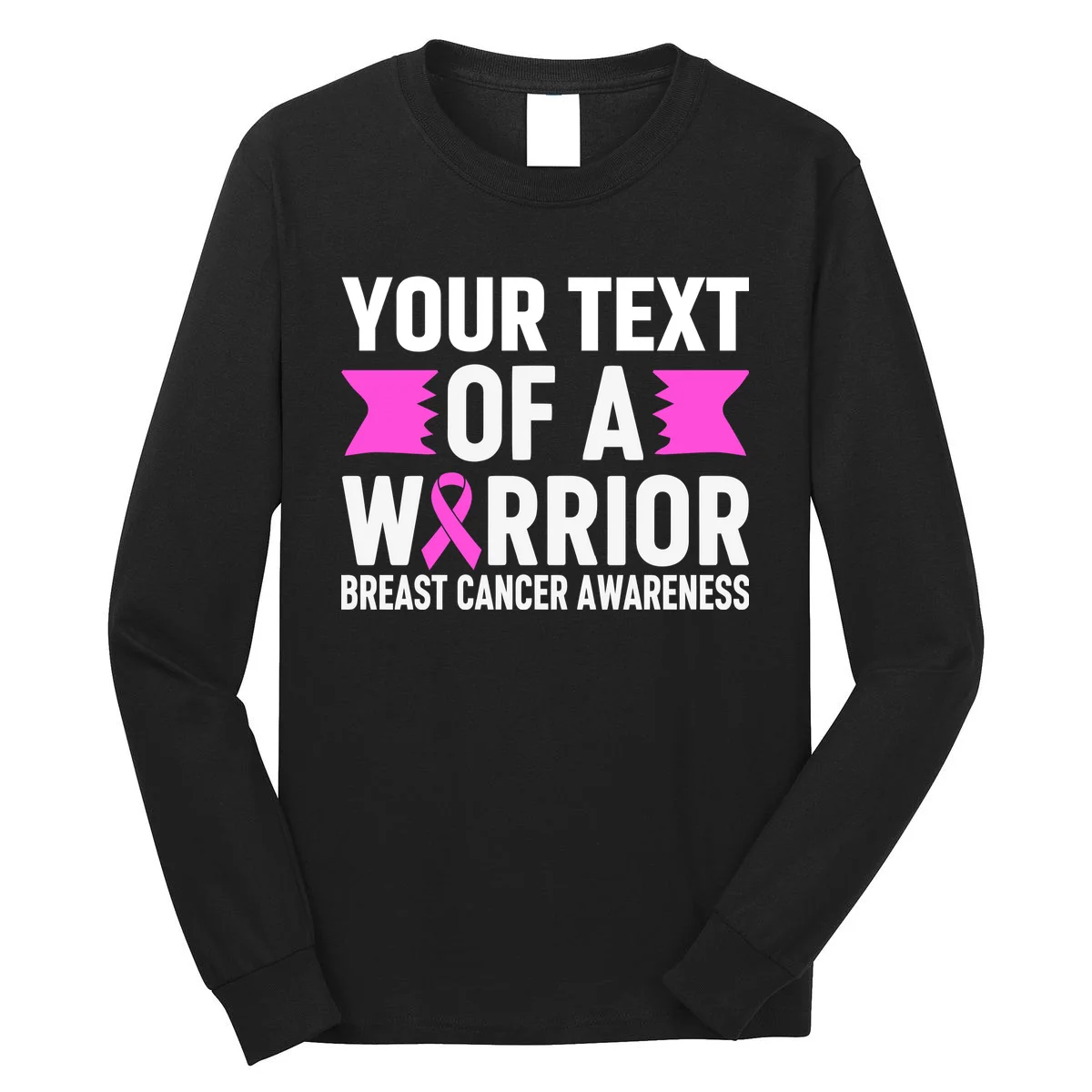 Personalized OF A WARRIOR Breast Cancer Awareness Custom Long Sleeve Shirt - Front