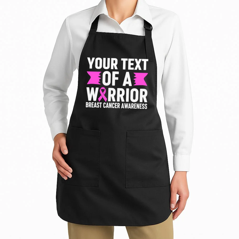 Personalized OF A WARRIOR Breast Cancer Awareness Custom Apron - Front 1