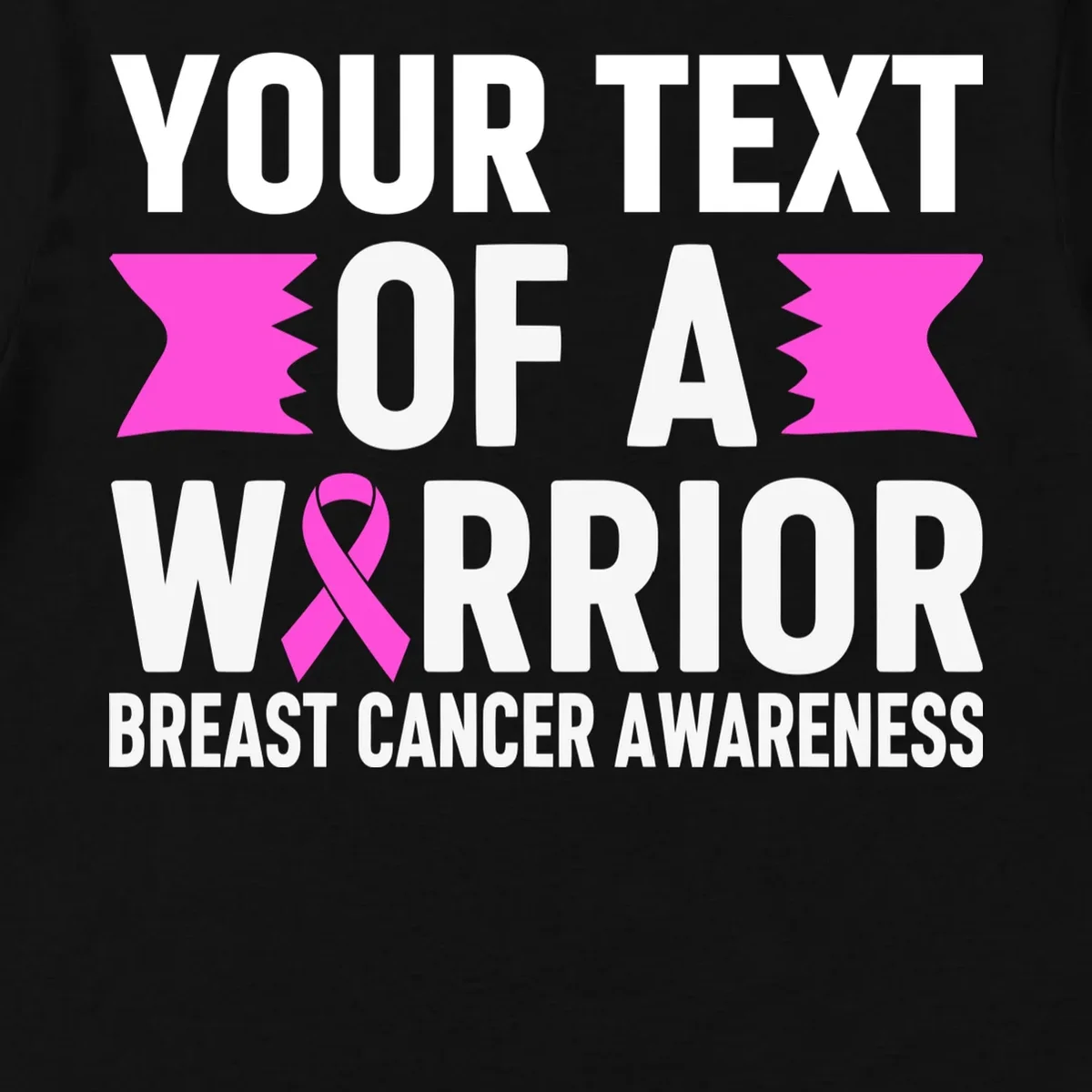 Personalized OF A WARRIOR Breast Cancer Awareness Custom Men's T-Shirt - Front - Close-up