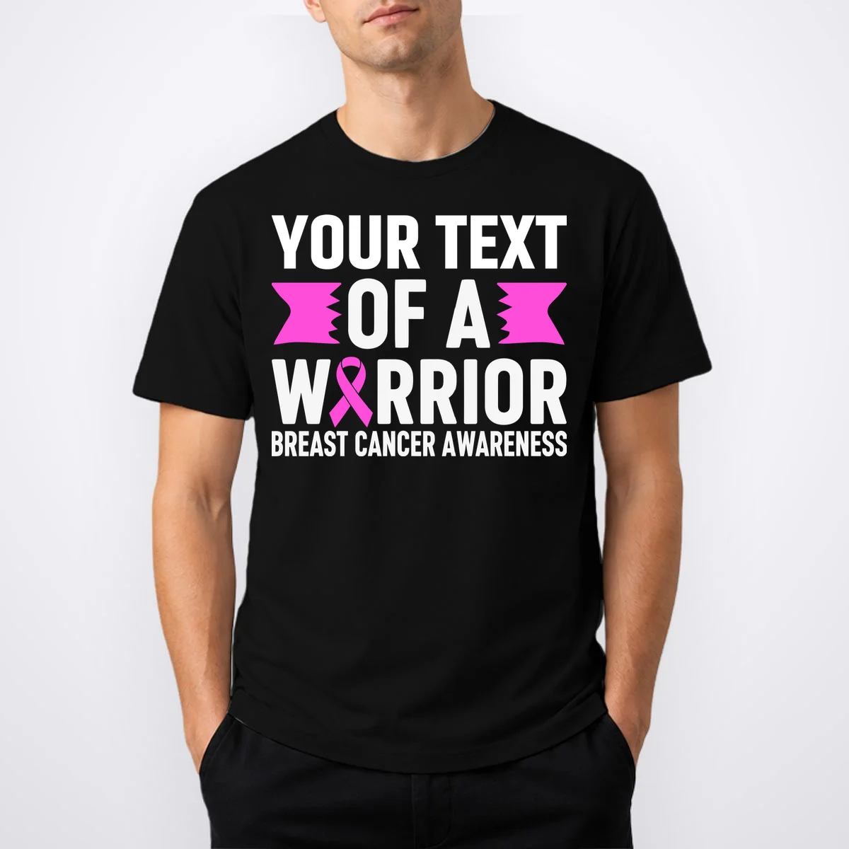 Personalized OF A WARRIOR Breast Cancer Awareness Custom T-Shirt - Front 1