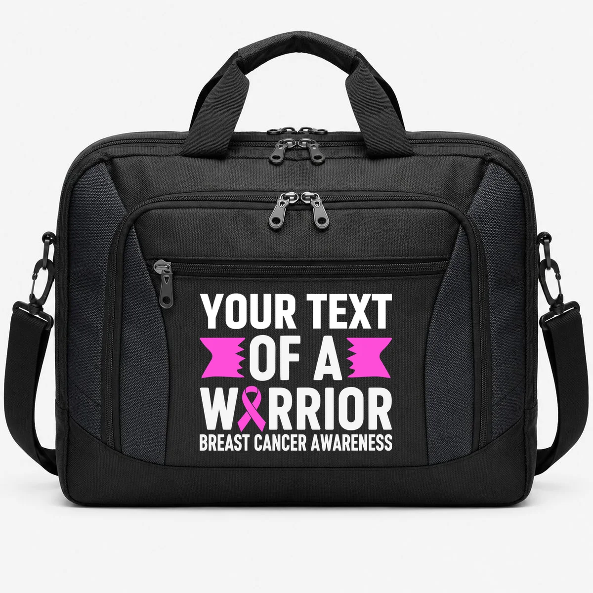 Personalized OF A WARRIOR Breast Cancer Awareness Custom Briefcase - Front